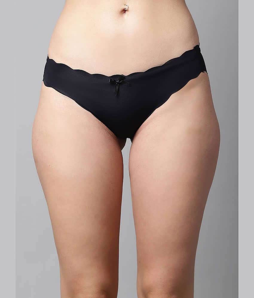 PrettyCat Polyester Solid Women's Bikini ( Black )