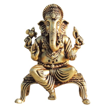 Brass Showpiece Ganesh Ji God Idol Statue, Made From Machine (BSMAS1700 G)