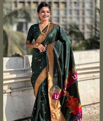 Semore Art Silk Solid Paithani Sarees With Unstitched Blouse Piece ( Magenta )