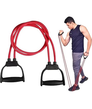 Double Toning Resistance Tube Heavy Quality Exercise Band for Stretching, Full Body Workout, Home Gym Men and Women, Pack of 1, Red