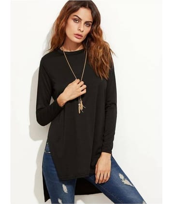 Dream Beauty Fashion Women's Cotton Blend Asymmetrical Top ( Black )