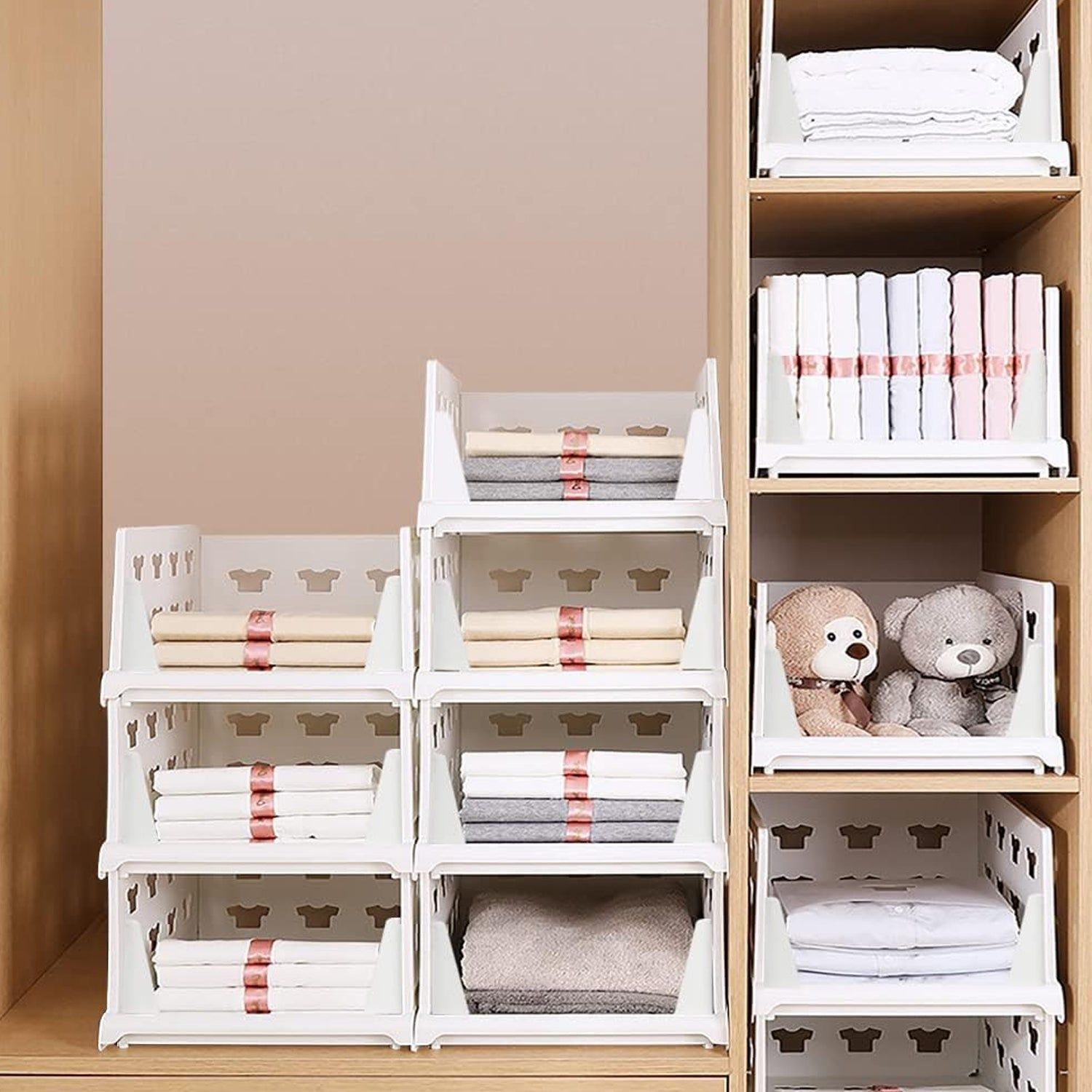 4-Layer Stackable Foldable Storage Organizer Cart for Kitchen, Closet, Bedroom & Bathroom