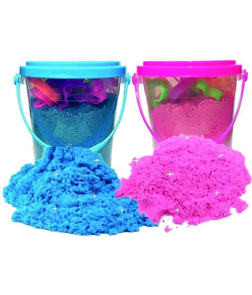 Rabbit 1Kg Magic Flow Sand Buckets Pack of 2 For Kids.(Pink-Blue)