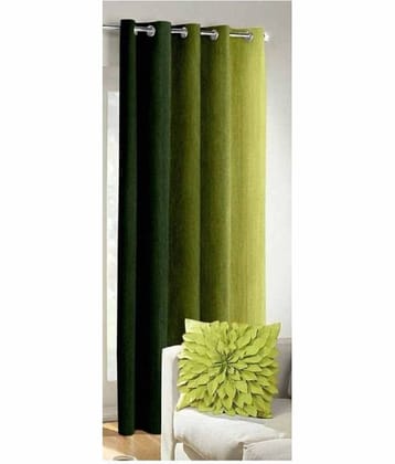 N2C Home Vertical Striped Semi-Transparent Eyelet Curtain 7 ft ( Pack of 1 ) - Green