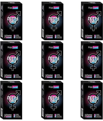 NottyBoy Dotted Ribbed Contour Long Last Condoms - Pack of 90