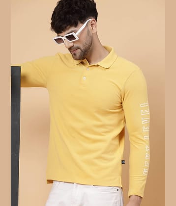 Rigo Pack of 1 Cotton Slim Fit Solid Full Sleeves Men's Polo T Shirt ( Yellow )