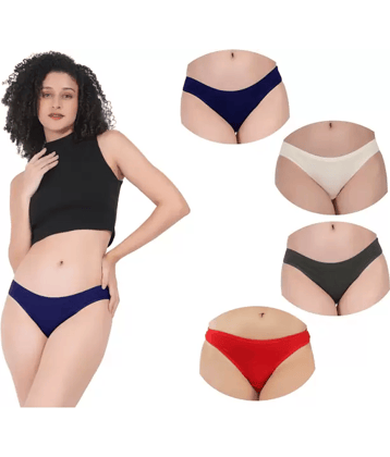 Louis Craft Pack of 4 Cotton Lycra Thongs For Women ( Multicolor5 )