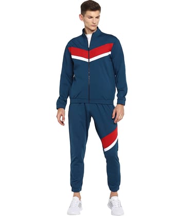 YUUKI - Navy Blue Polyester Regular Fit Colorblock Men's Sports Tracksuit ( Pack of 1 )