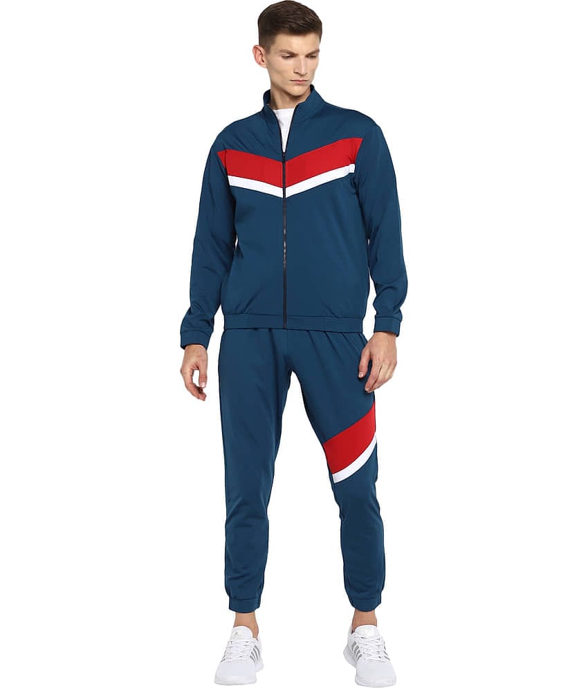 YUUKI - Navy Blue Polyester Regular Fit Colorblock Men's Sports Tracksuit ( Pack of 1 )