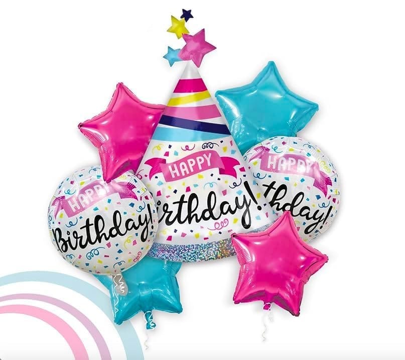 Hat Shaped Happy Birthday Balloon Set of 5  (w/ Helium Gas) - Party and Festive Needs | Buy online on ZillyBuy