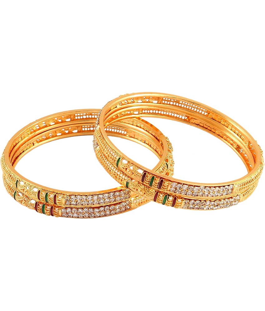 Jewar Mandi - Gold Bangle Set ( Pack of 1 )