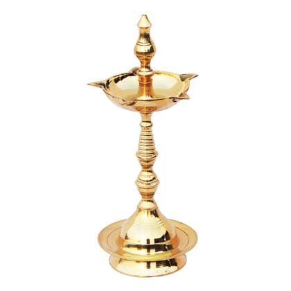 Brass Kerala Fancy Deepak, Oil Lamp No. 5  - Brass Deepak for Temple Aarti, Height : 8.2 Inch (FMAS642 Q)