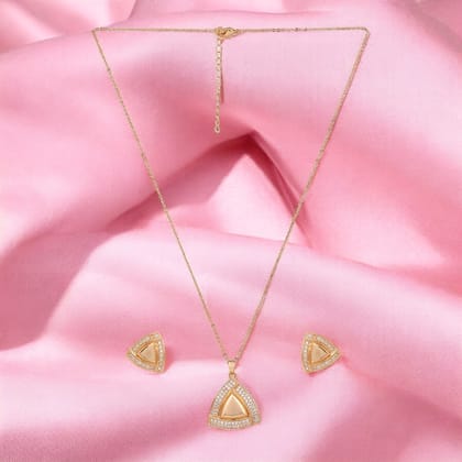 nilu's collection Rose Gold-Plated Geometric Pendant & Stud Earrings Set for Women | gift for her | gift for women & girl