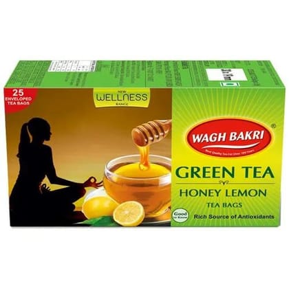 Wagh Bakri Honey Lemon Green Tea Bags, 1.5 gm Each x 25 Bags
