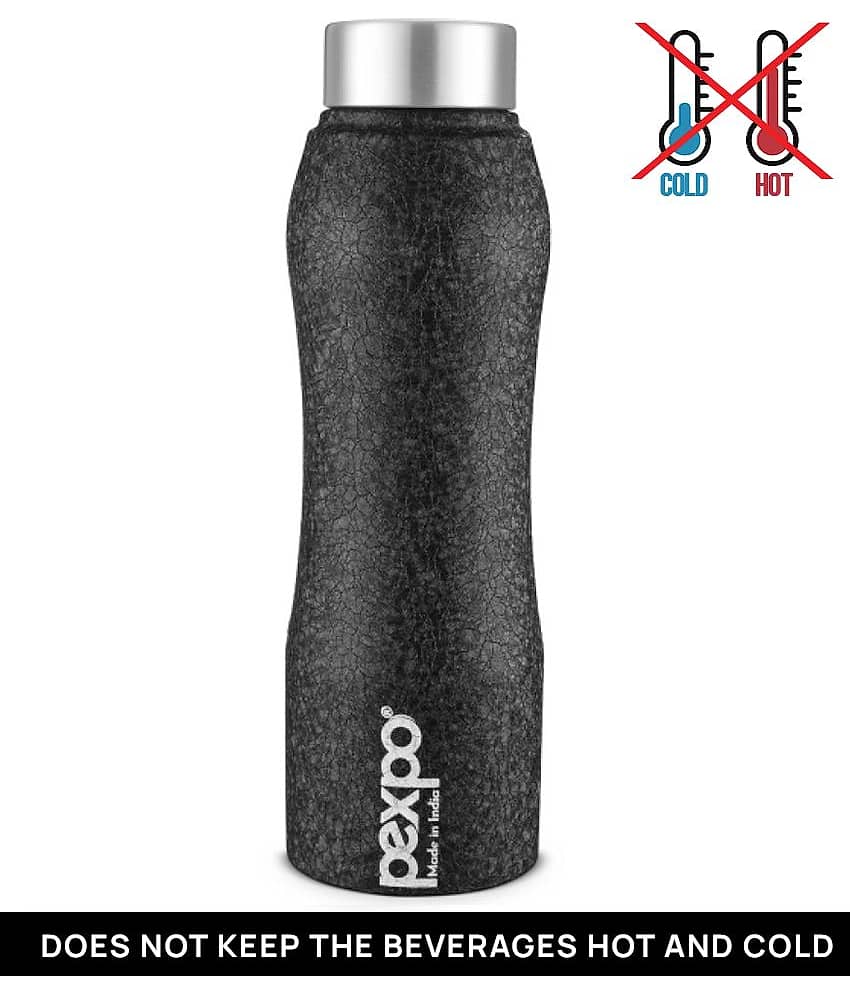 PEXPO 1000 ml Stainless Steel Fridge Water Bottle (Set of 1, Black, Bistro)