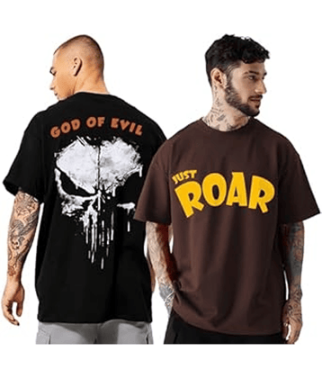 Leotude Men Cotton Blend Oversized Fit Printed T-Shirt ( Multicolor13 )