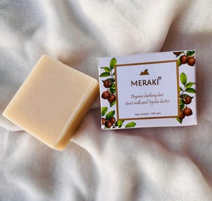 Meraki Beauty Organic Bathing  Bar - Goat Milk and Jojoba Butter, 100 gm