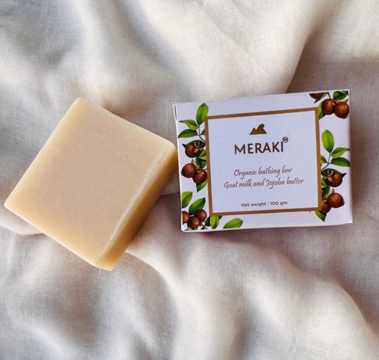 Meraki Beauty Organic Bathing  Bar - Goat Milk and Jojoba Butter, 100 gm