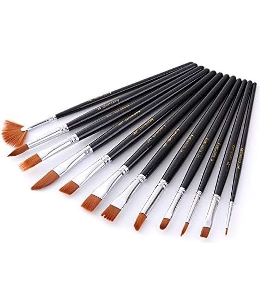 FREEDY Craft Painting Brushes Set of 12 Professional Round Pointed Tip Nylon Hair Artist Acrylic Paint Brush for Acrylic/Watercolor/Oil Painting