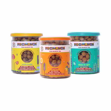 Variety Pack Protein Snacks (Cheese & Onion, Peri Peri, Noodle Masala)-150gm x 3
