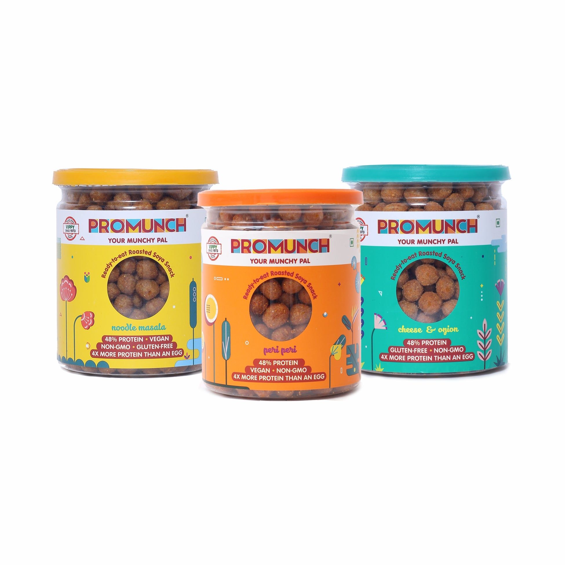 Variety Pack Protein Snacks (Cheese & Onion, Peri Peri, Noodle Masala)-150gm x 3