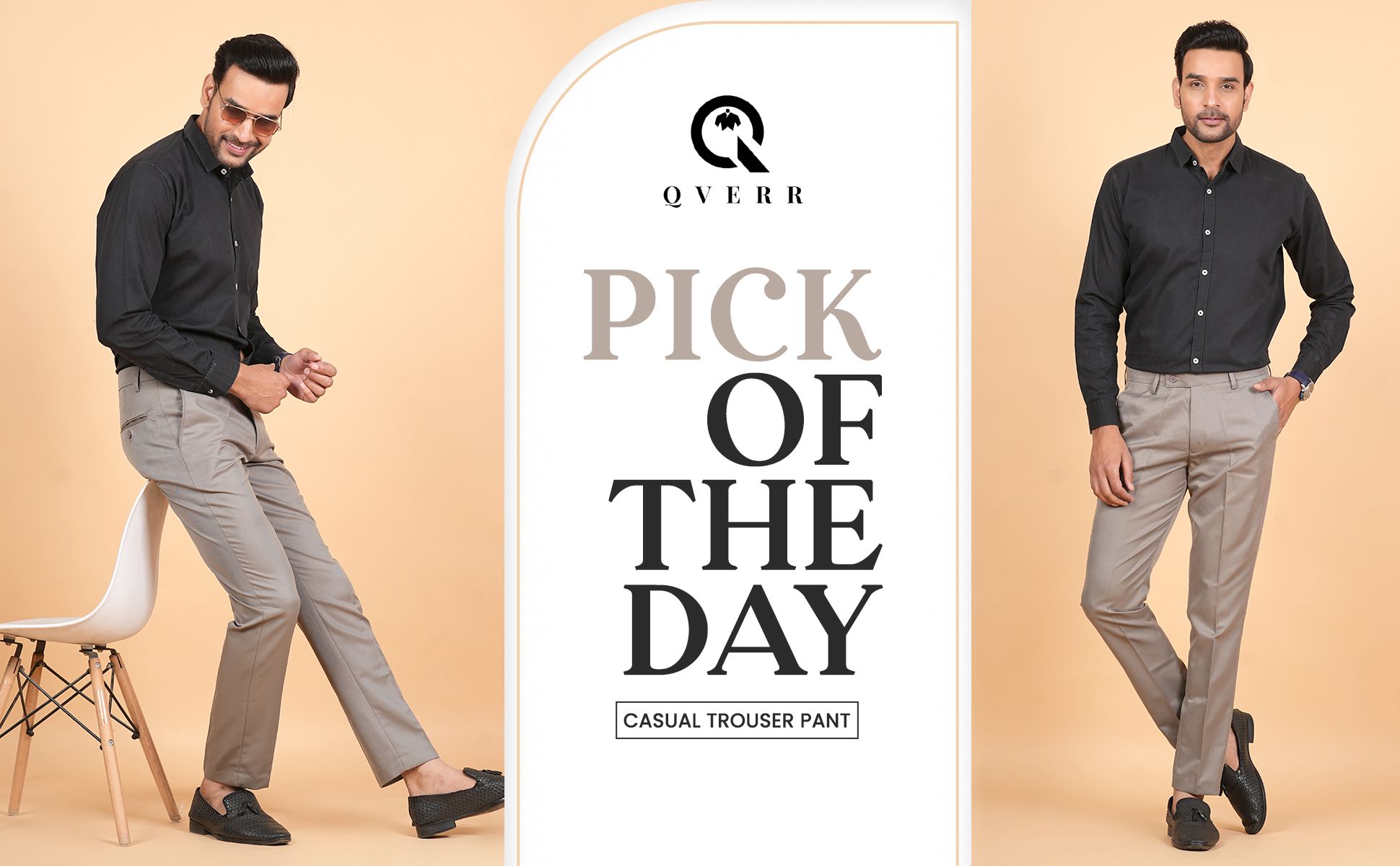 QVERR Slim Fit Men Grey Trousers 