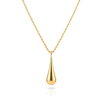 KAYYA21 Gold-Plated Teardrop Pendant Necklace – Stainless Steel | Anti-Tarnish, Lightweight | Pack of 1