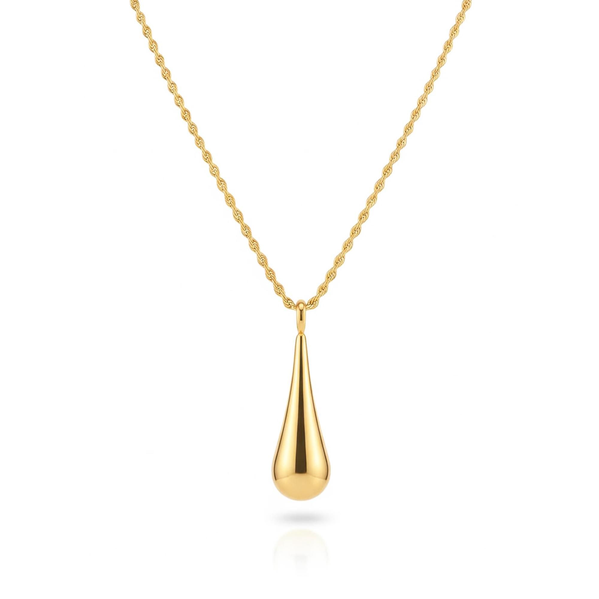 KAYYA21 Gold-Plated Teardrop Pendant Necklace – Stainless Steel | Anti-Tarnish, Lightweight | Pack of 1