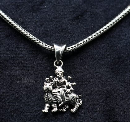 Divine 925 sterling silver blessing Goddess bhawani/ Durga mataji pendant, amazing unisex pendant locket goddess tribal jewelry ssp1683-Only Pendant