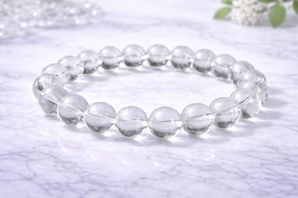 Natural Crystal 8mm Clear Quartz Bracelet (White)-PID64924