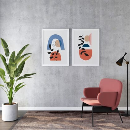 Blossom Harmonics - Abstract Wall Arts (Set of 2)-11 x 14 inches / White Frame