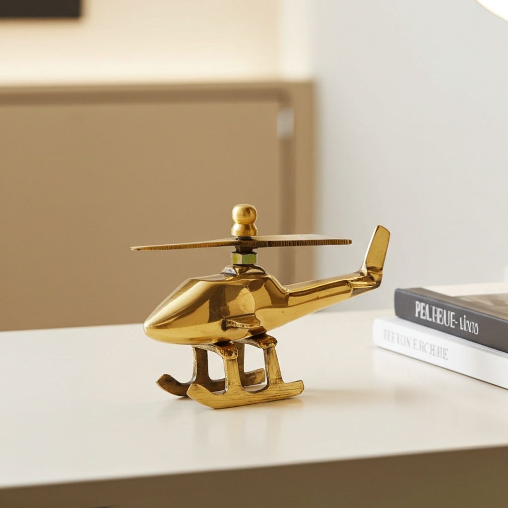 Brass Showpiece Children Playing Helicopter (ZMAS562 D)