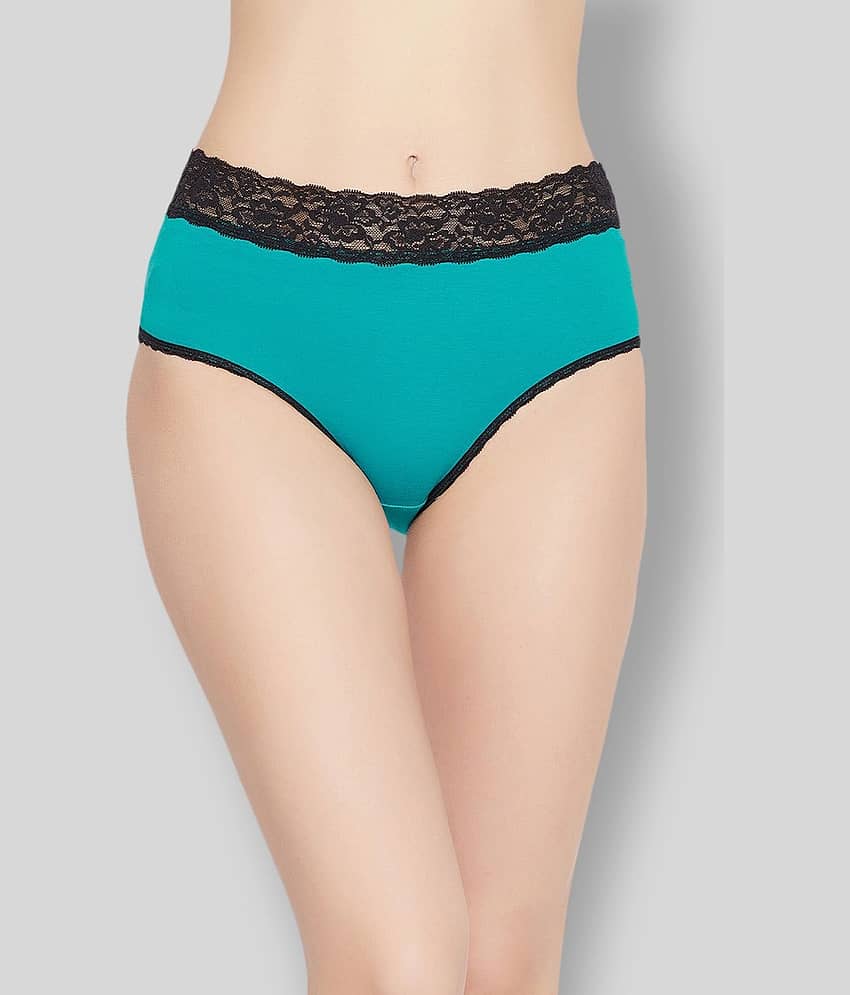Clovia Cotton Self Design Women's Hipsters ( Green )