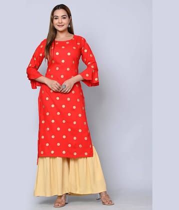 MAUKA - Red Straight Rayon Women's Stitched Salwar Suit ( Pack of 1 )