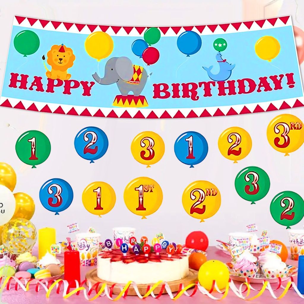 Circus Theme Happy Birthday Party Banner with Stickers - 13PC - Party and Festive Needs | Buy online on ZillyBuy