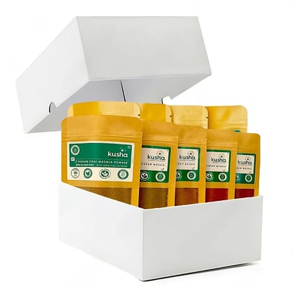 Kusha Masala Gift Box � 9 Indian Spice Blends (100g Each) | Garam Masala, Chai Masala, Pav Bhaji, Chole, Rasam, Sambar, Sabji, Chaat & Bisibele Masala | Authentic Indian Cooking Gift Set