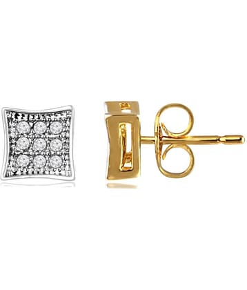 Spargz Gold Plated CZ Diamond Office Wear Cute Square Shaped Stud Earrings for Women