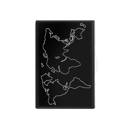Storite 6-Slot RFID Metal Card Holder with Black Laser-Printed World Map