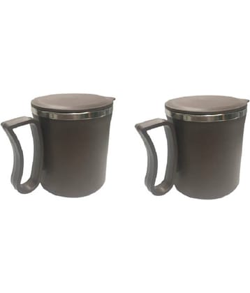 Dynore - Dark Grey Steel Coffee Mug ( Pack of 2 )