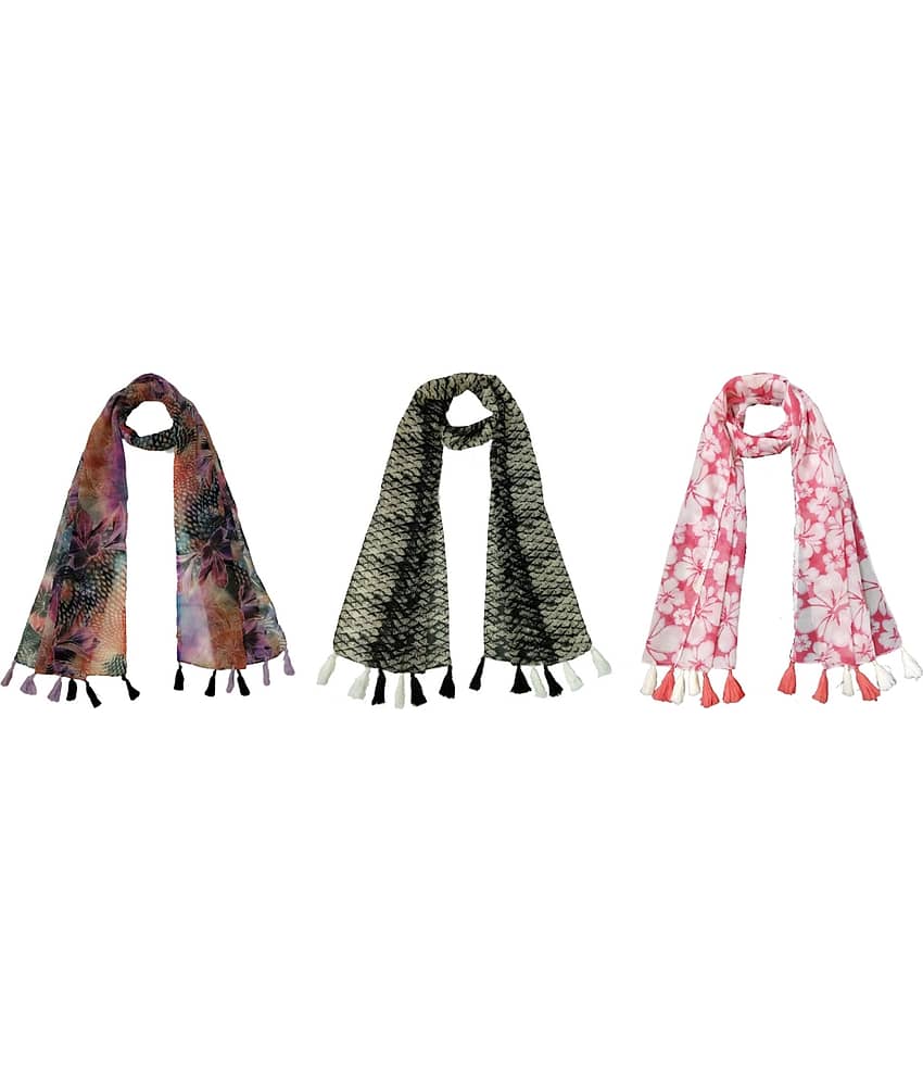 stolevilla Multi Poly Cotton Yarn Stoles ( Pack of 3 )