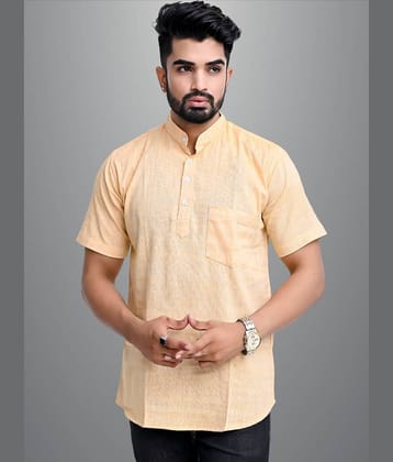 QuaClo - Beige Cotton Blend Men's Regular Kurta ( Pack of 1 )