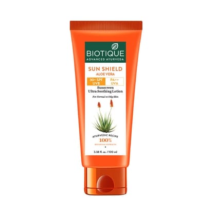 Biotique AloeVera Lotion 100ml, Sunscreen, Sun Shield Aloe Vera 30 + SPF Sunscreen Lotion 100ml