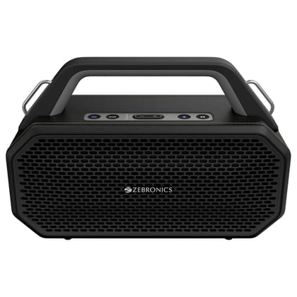 ZEBRONICS Prima, Portable Bluetooth Speaker, 90 Watts, Upto 9 Hours Playback, Dual 11.8cm Drivers,| USB, Carry Strap, Deep Bass, Splash Proof (Black) ZEBRONICS Prima, Portable Bluetooth Speaker, 90 Watts, Upto 9 Hours Playback, Dual 11.8cm Drivers,| USB,