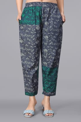 OWO THE LABEL women printed denim pant (OTLPANT2005)-Small