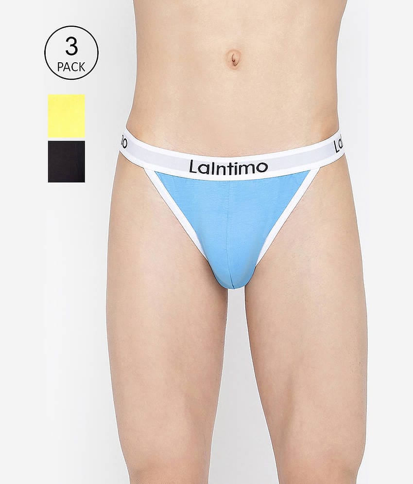 La Intimo Pack of 3 Cotton Bikini For Men's ( Multicolor )