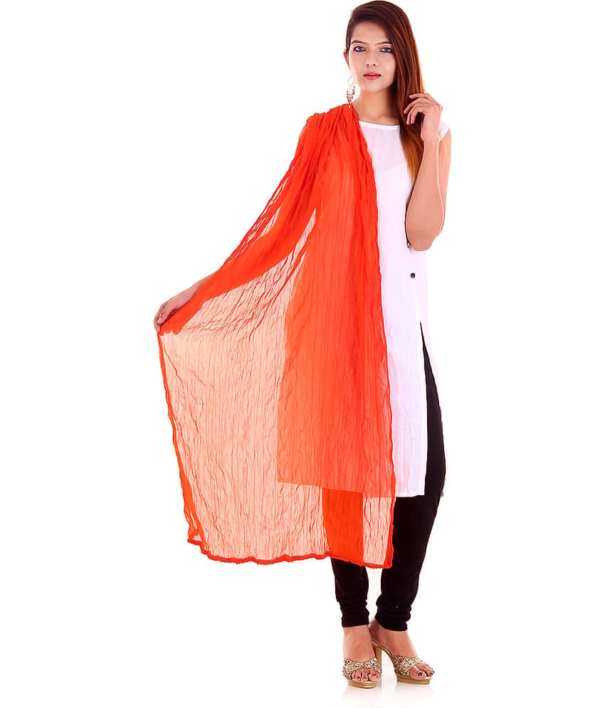 Apratim Orange Chiffon Dupatta - Single