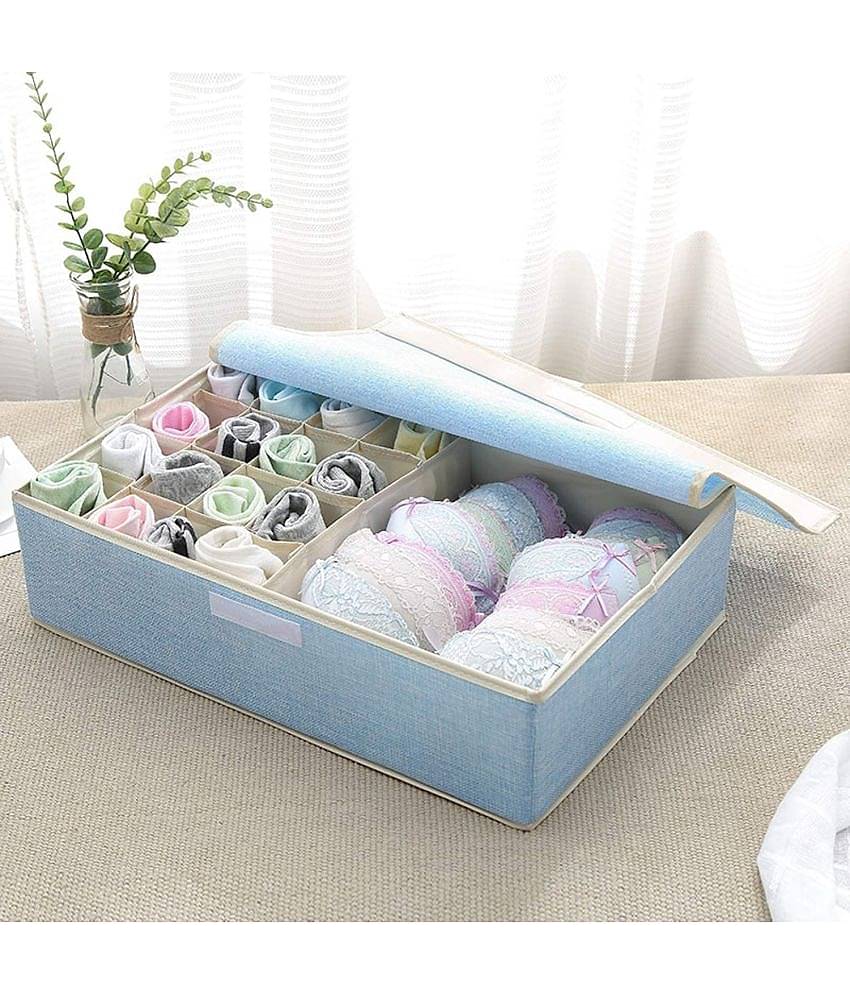 House of Quirk Innerwear Organizer 15+1 Compartment Non-Smell Non Woven Foldable Fabric Storage Box for Closet