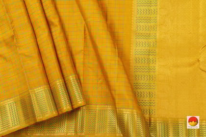 Mustard Kanchipuram Silk Saree Handwoven Pure Silk Pure Zari For Wedding Wear PV NYC 646