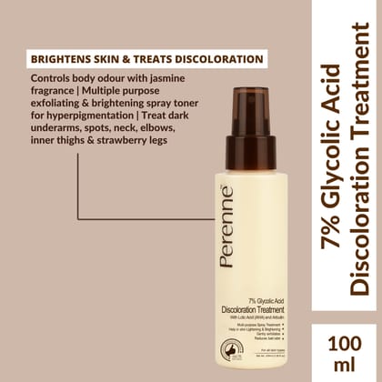 Perenne 7% Glycolic Acid Discoloration Treatment Spray for Skin Brightening | Controls Body Odour | Helps reduce the darkness and pigmentation of underarms, elbows, neck, knees, and inner thighs 