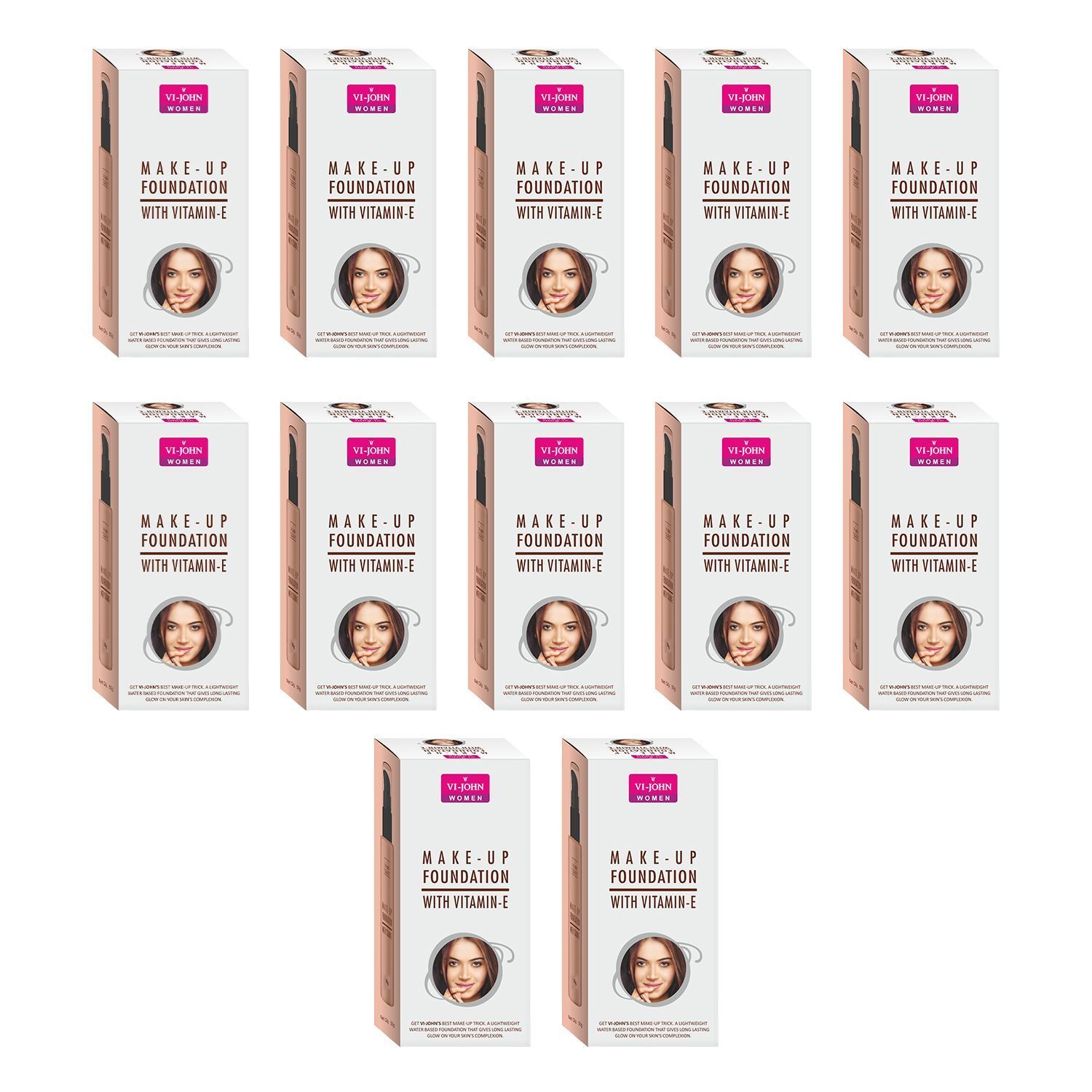Vi-John Make-Up Foundation With Pump 50Gm (Pack of 12)